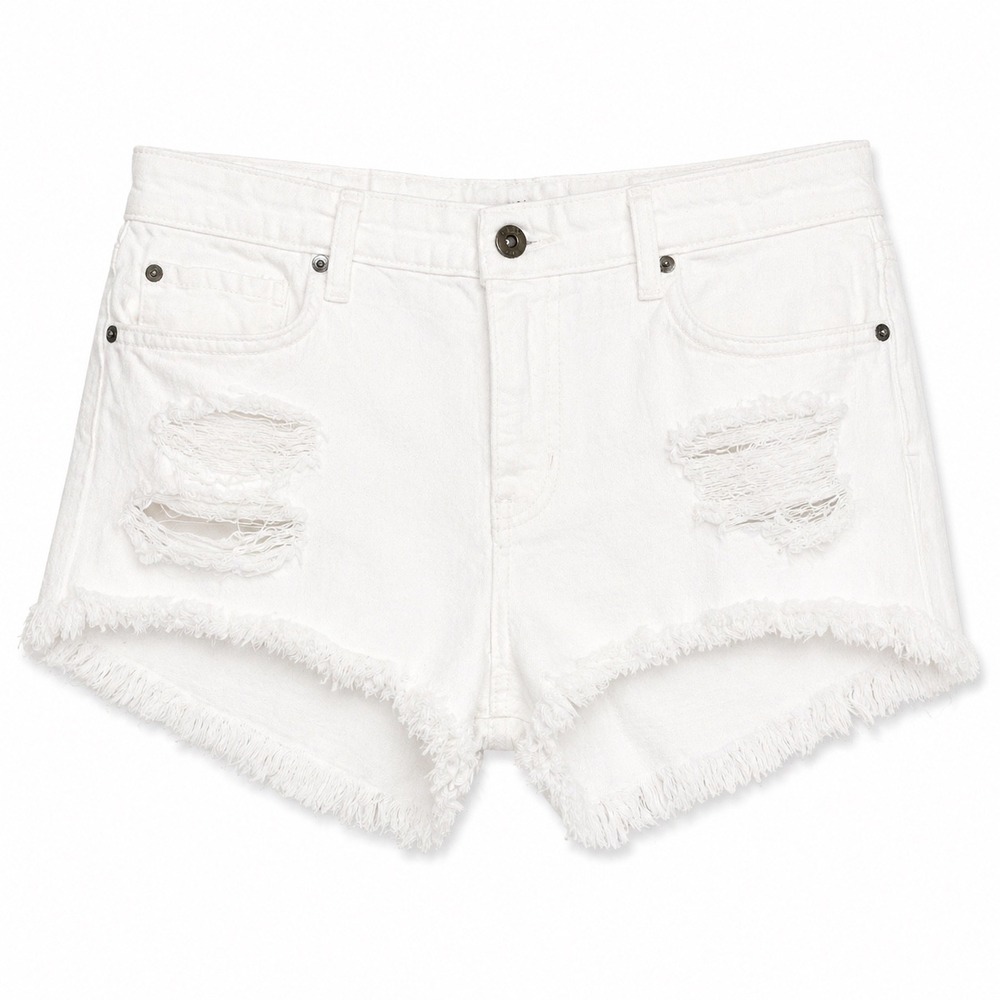 Pistola White Distressed Denim Shorts Size 30 High Rise Raw Hem